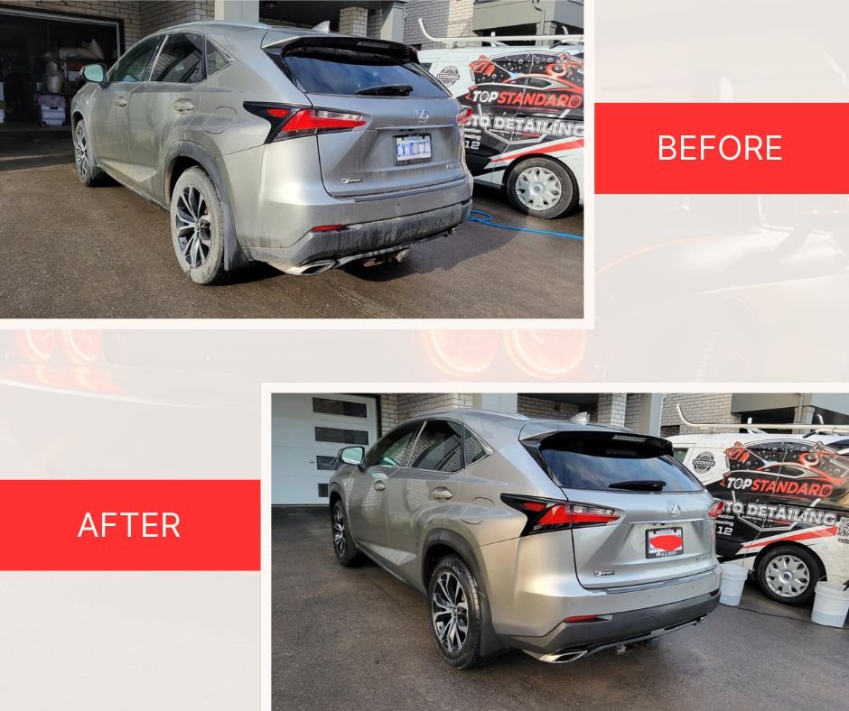 Before and after mobile car detailing in Oakville