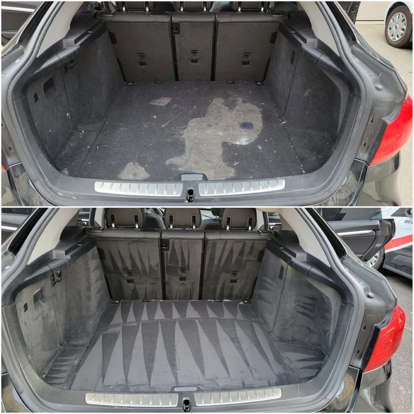 BMW trunk before and after interior detailing