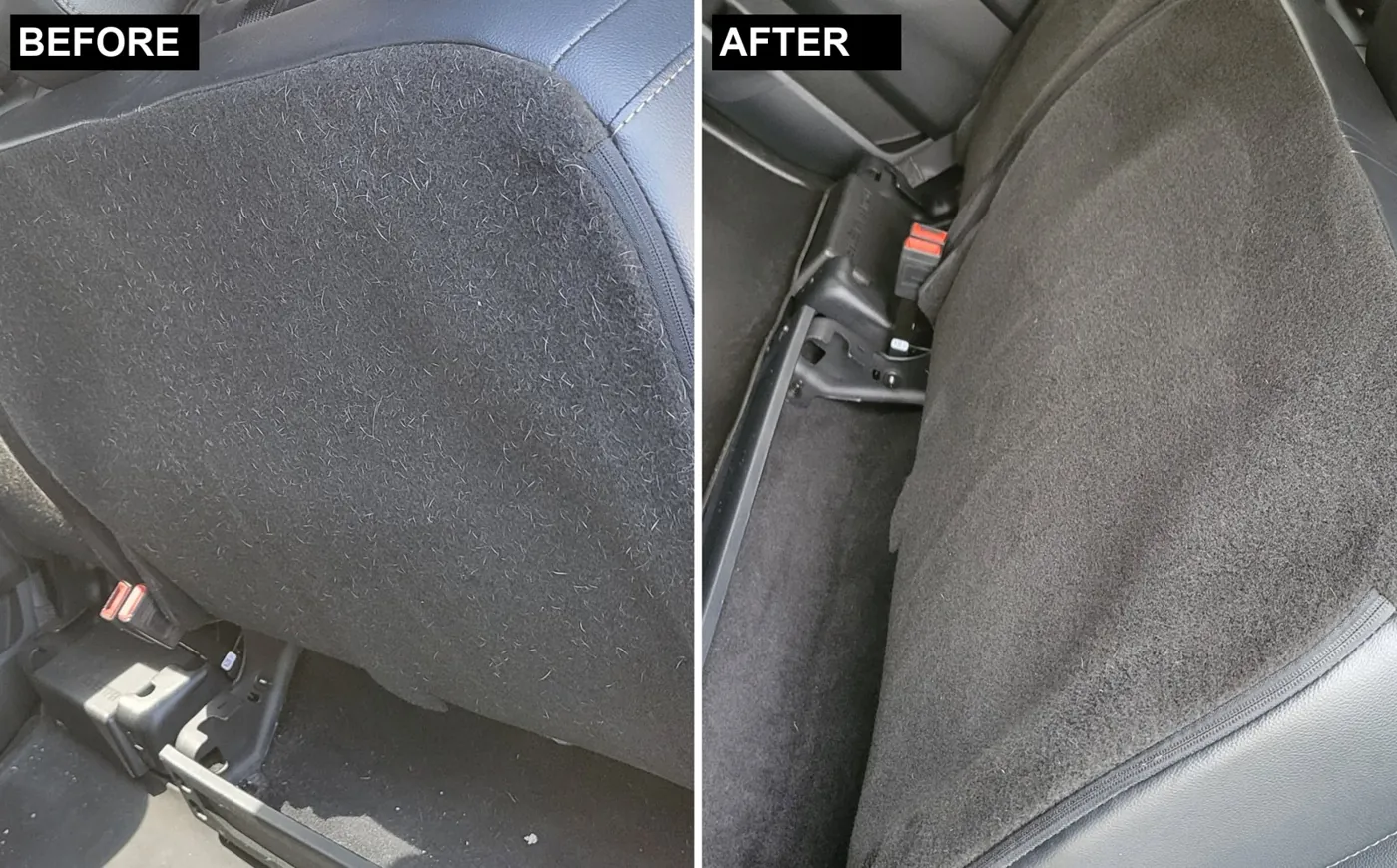 Cloth seat back before and after shampoo